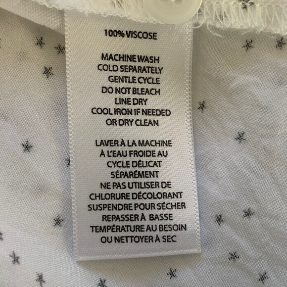 Beach Lunch Lounge Button Up Shirt Women Size M White W/ Tiny Black Stars - Picture 9 of 9